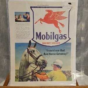 Mobilgas Vintage Advertisement / Schlitz Beer 1941